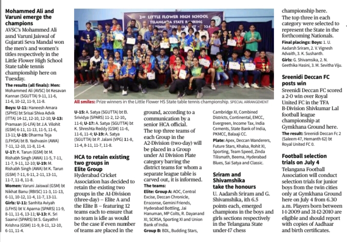 2nd little Flower High School Telangana state Ranking Tournament 2024